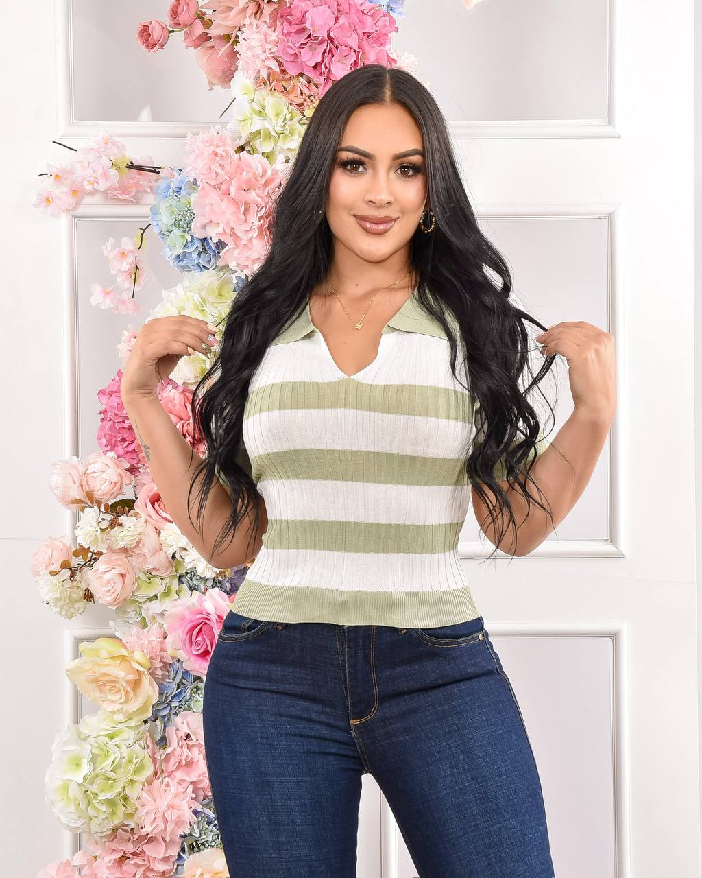 B25026 Blusa rayas en Hilo 1.1