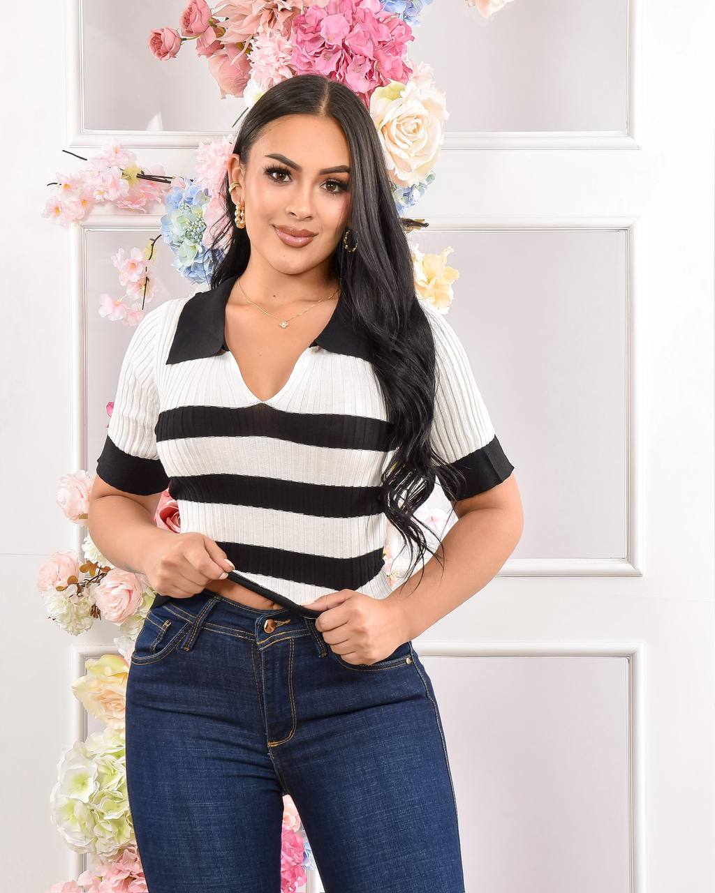 B25026 Blusa rayas en Hilo 1.1