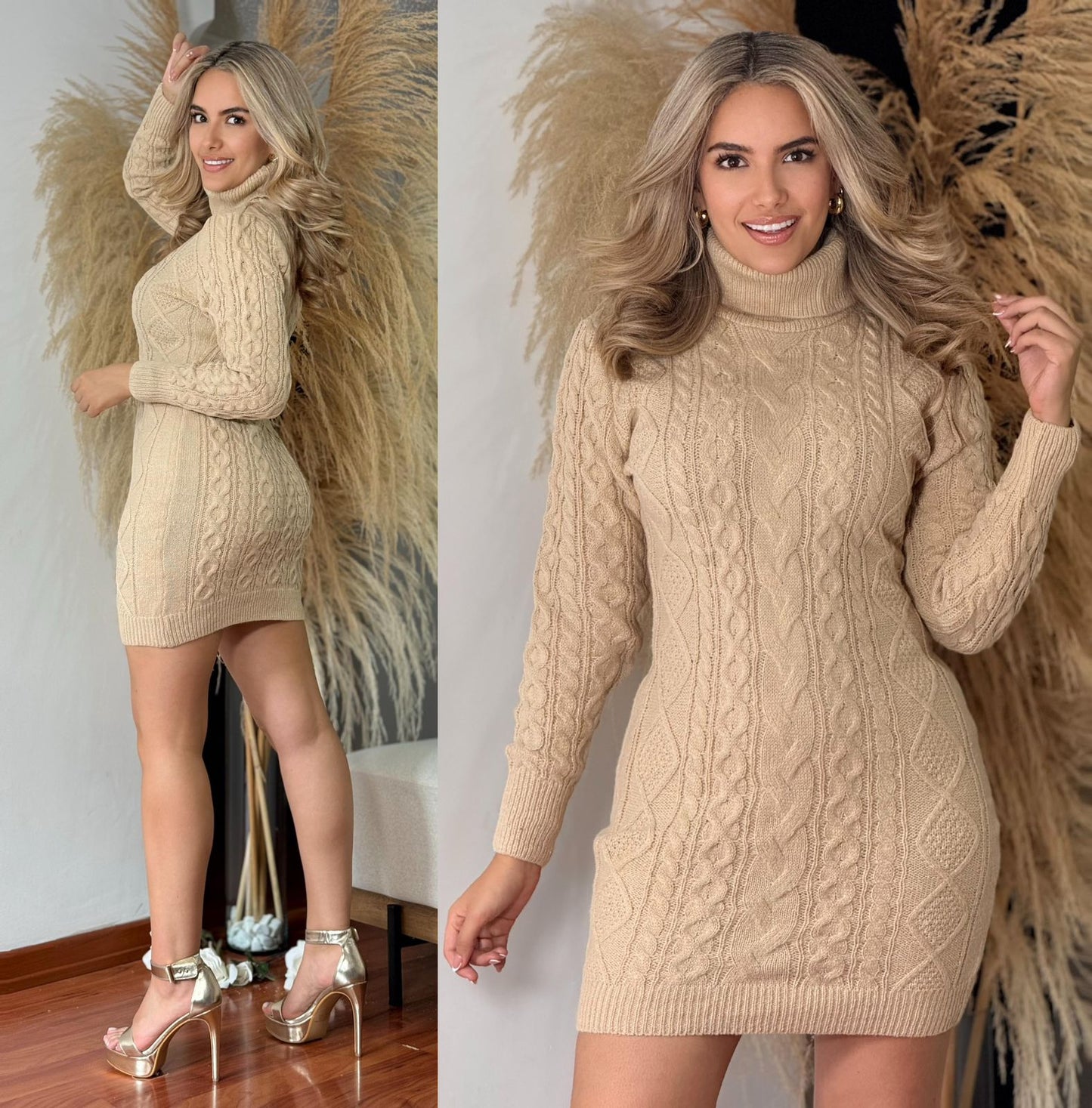 V25212 Vestido cuello tortuga